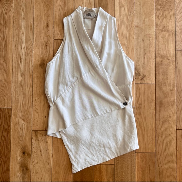 Sara Sturgeon Tops - Vintage 90s Sara Sturgeon Ivory Asymmetrical Wrap Top Size 2